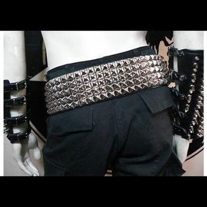 5 Row Handcrafted Studded Pyramid Genuine Leather Belt